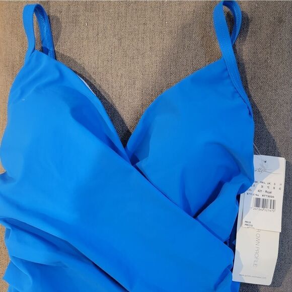 Gottex Royal Blue Women's Ruched and Twisted One-Piece Swimsuit Size 8 - Picture 5 of 14